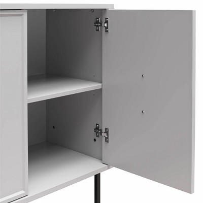 Dove Gray 3-Door Accent Cabinet with Faux Marble Top