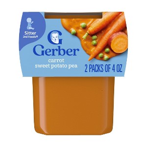 Gerber Baby Food Stage 2 Carrot Sweet Potato Pea Puree Tub - 4oz/2ct - 1 of 4