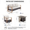 4 Pieces Patio Furniture Set with 41" Propane Fire Pit Table, Deep Seating Wicker Sofa Couch with Swivel Glider Chairs Set Patio Conversation Set - 3 of 4