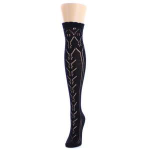 Memoi Y-Line Over The Knee Length Combed Cotton Warm Socks Dove One Size - 1 of 2
