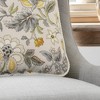 Ellis Curtain Regency Jacobean Floral Print Decorative Cotton Rope Corded Edge Toss Pillow 17" x 17" Grey - 3 of 4