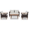 Nertpow 4-Piece Outdoor Patio Seating Set, PE Rattan Sofa Set with Acacia Wood Legs and Coffee Table, Brown Wicker and Beige Cushions - 4 of 4