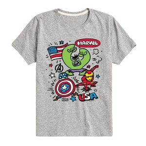 Boys' - Marvel - Avengers USA Sketch Short Sleeve Graphic T-Shirt - 1 of 4