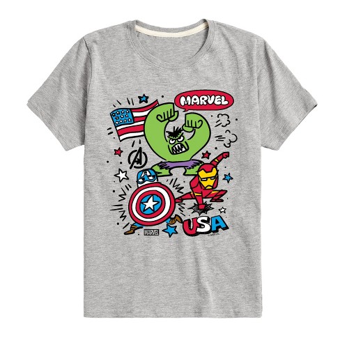 Boys' - Marvel - Avengers USA Sketch Short Sleeve Graphic T-Shirt - image 1 of 4