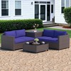 Decksplore Outdoor Lounge Set PE Wicker with Iron Frame Navy Blue Sofa & Coffee Table Combo - 2 of 4