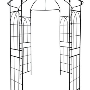 Gulches Metal Garden Arch Iron Garden Arbors Gazebo Dia 81.3'' x 114.2'' High Birdcage Shape Pergola Pavilion for Wedding Ceremony Cream White - 1 of 4