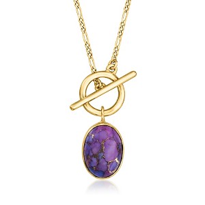 Ross-Simons Purple Turquoise Toggle Necklace in 18kt Gold Over Sterling - 1 of 2