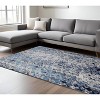 HomeRoots 8' X 10' Blue Ivory And Gray Geometric Distressed Area Rug - 2 of 4
