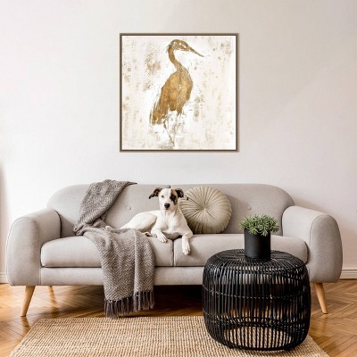 30" x 30" Gilded Heron Abstract Canvas Wall Art with Beaded Bronze Frame