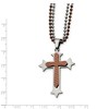 Black Bow Jewelry Men's Stainless Steel and Cognac Accent Cross Necklace - 2 of 4