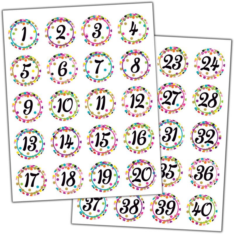 Teacher Created Resources Confetti Numbers Stickers, 1 of 2