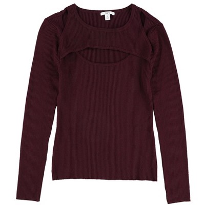 bar III Womens Cutout Ribbed Pullover Sweater