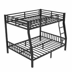 TiramisuBest Black Full XL Over Queen Metal Bunk Bed with Ladder and Slats Support - Ideal for Adults and Teens, Sturdy and Easy to Assemble - 1 of 4