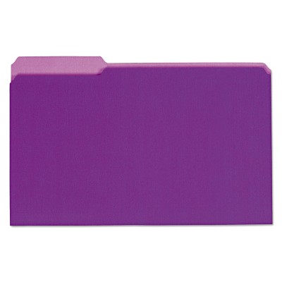 UNIVERSAL Recycled Interior File Folders 1/3 Cut Top Tab Legal Violet 100/Box 15305