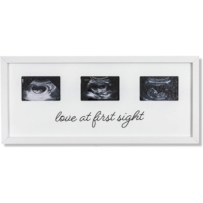 Image of Juvale Ultrasound Photo Frame for 4 x 3 Baby Sonogram Picture, Love at First Heartbeat, Wood, 17 x 7.5 x 0.5 In
