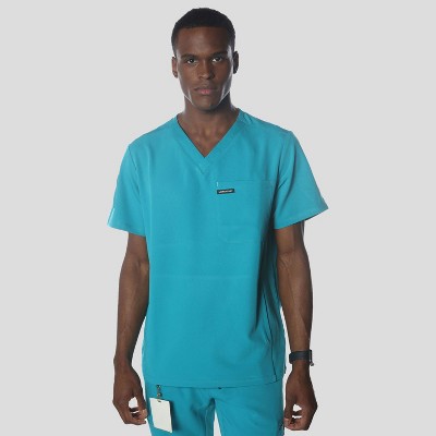 Members Only Men's Manchester V-Neck Scrub Top With Waist & Sleeve Pockets