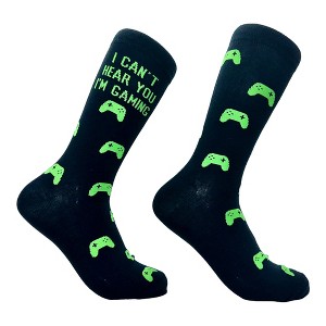 Crazy Dog T-Shirts Men's I Cant Hear You Im Gaming Socks Funny Video Gamer Controller Joke Footwear - 1 of 4
