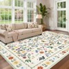 Indoor Farmhouse Bedroom Living Room Rugs, Washable Floral Print Non Slip Dining Room Carpet, Low Pile Accent Rugs - 2 of 4