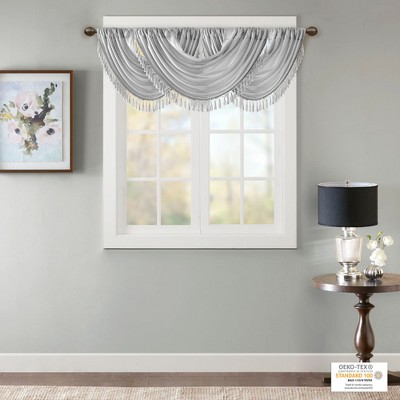Stylish Waterfall Window Panel, Rich Sheen Fabric and Elegant Tassel Trim fits Lux Room Decor for All Season
