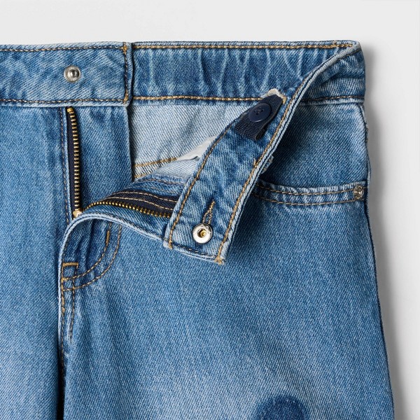 Jeans de tiro medio de pierna ancha con estampado de margaritas para niña - Cat & Jack™ Lavado oscuro 6