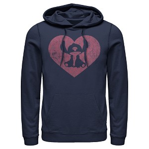 Men's Lilo & Stitch Heart Silhouette Pull Over Hoodie - 1 of 4