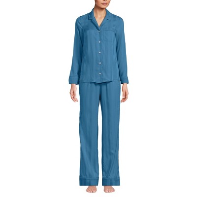 Lands' End Women's Shadow Stripe 2 Piece Pajama Set - Top and Pants