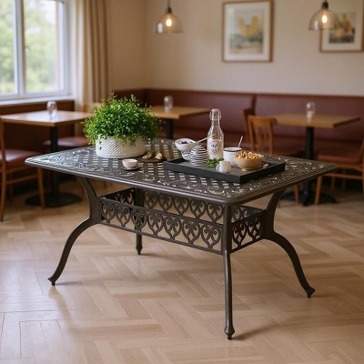 GustoWave 59" All-Weather Cast Aluminum Table, with Umbrella Hole