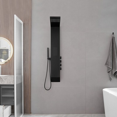 Matte Black Multi-Function Brass Shower Panel System
