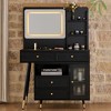 FONTOI 58.5"W Makeup Vanity Desk with Mirror Adjustable Length and Ample Storage for Bedroom Dressing Room, Black/White, 58.5"*15.8"*52.3" - 2 of 4