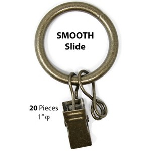 1-inch Metal Curtain Drapery Rings with Clips and Eyelets, 8 Finishes - 1 of 2
