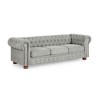 Lycvki Chesterfield Tufted Linen Upholstered 3-Seater Sofa with Nailhead Decoration and Scrolled Arm - 3 of 4
