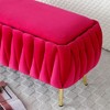 NicBex Ottoman with Storage Bench Storage Organizer Ottoman Oval Velvet Upholstered Storage Bench for Entryway Bathroom Bedroom - 2 of 4