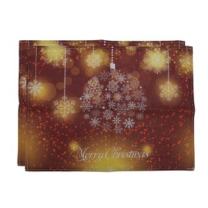 Unique Bargains Christmas Place Mats Linen Gold Tone 13"x17.7" 2 Pcs - 1 of 4