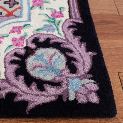 Handmade Tufted Black Wool Rectangular Area Rug - 59"x8"