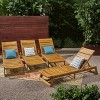 Christopher Knight Home Maki Outdoor Acacia Wood Armless Adjustable Chaise Lounges (Set of 4) - 2 of 4