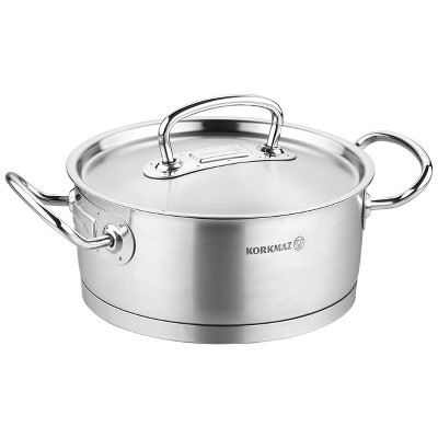 Korkmaz Stainless Steel Dutch Oven with Lid 7 Quart