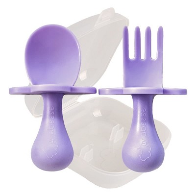 Image of Grabease Baby and Toddler 3pc Self-Feeding Utensils, Lavender