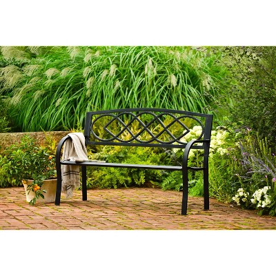 Black Steel and Cast-Iron Celtic Knot Garden Bench