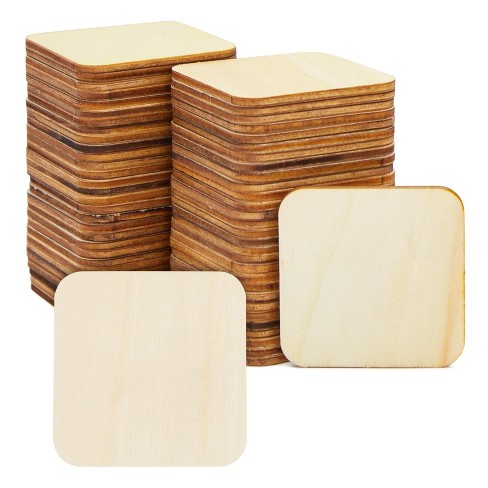 60 Pack Unfinished Wood Squares for Crafts, Wooden Tiles for DIY