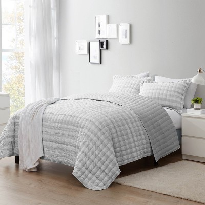 Photo 1 of 3 Piece Prewashed Checkered Plaid Embroidered Vintage Soft Quilt Set by Sweet Home Collection™ 4 SETS