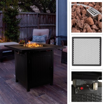 Pure Garden 30" Black Propane Gas Fire Pit Table