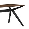 Gulches 59" Dining Table, Walnut Faux Wood Top & Black Rubber Wood Cross-Leg Base, Mid-Century Modern Table for Kitchen Dining Room - 2 of 4
