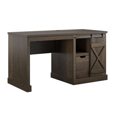 Marlette Single Pedestal Computer Desk Brown Oak - Room & Joy