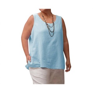 Women's Crinkle Cotton Sleeveless Top - Plus - On The Plus Side - 1 of 2