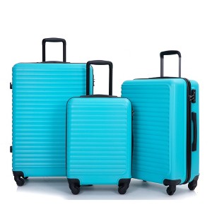Gulches 3 Piece Luggage Sets ABS Lightweight Suitcase with Two Hooks, Spinner Wheels, TSA Lock, (20/24/28) Turquoise - 1 of 4