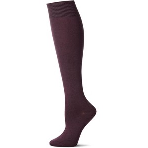 Memoi Women's Natural Bamboo Blend Solid Knit Knee High Socks - 1 of 4