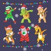 Women's Design By Humans Christmas Dabbing Cartoon Animals By shirtpublic Racerback Tank Top - 2 of 3