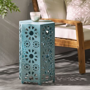 Christopher Knight Home Eliana Indoor/Outdoor Hexagon Iron Side Table - 1 of 4