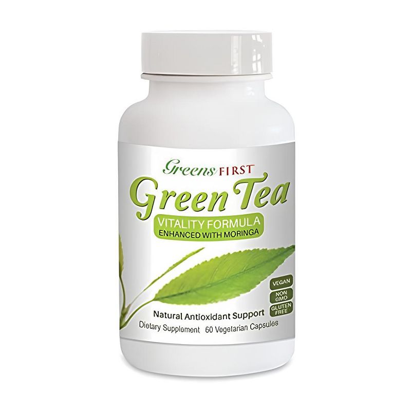Greens First Green Tea Vitality Formula Enhanced with Moringa, 60 Vegetable Capsules, 1 of 4