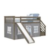 Max & Lily Twin Low Bunk Bed with Stairs and Slide with Curtains - 2 of 4